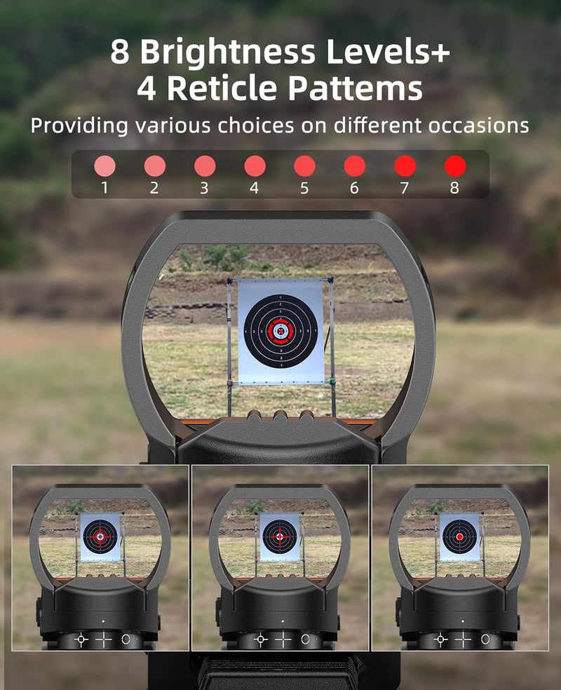 EZshoot Rechargeable Red/Green Dot Reflex Sight, Red Dot Optic Scope, Multiple Reticle Paintball Sight with 20mm Picatinny Rail Mount, Absolute Co-Witness Red Dot Scope - Image 3